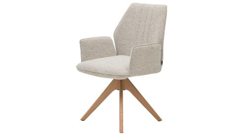 Polsterstuhl Interliving aus Stoff in Weiß Interliving Esszimmer Serie 5102 – Armlehnstuhl mit Drehfunktion Eiche bianco & leinenfarbener Jacquard Lodge L07