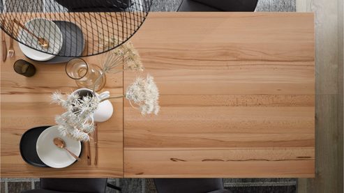 Auszugtisch Interliving aus Holz in Schwarz Interliving Esszimmer Serie 5102 – Auszugtisch Kernbuche & Mattschwarz - ca. 140 - 240 x 90 cm