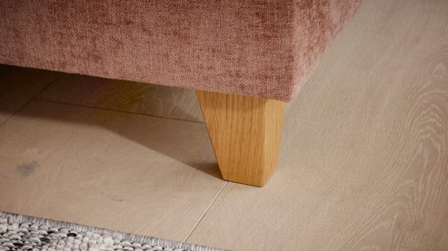 Boxspringbett Interliving aus Stoff in Rosa Interliving Bettensystem Serie 1420 - Boxspringbett sienfarbene Chenille Toni & Wildeichefüße - Liegefläche ca. 180 x 200 cm