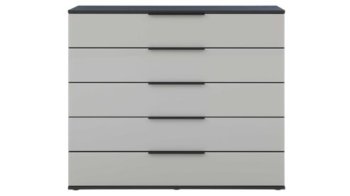 Schubladenkommode Interliving aus Holz in Hellgrau Interliving Schlafzimmer Serie 1210 – Schubladenkommode 550063 Seidengrau & Basalt - fünf Schubladen, Breite ca. 120 cm