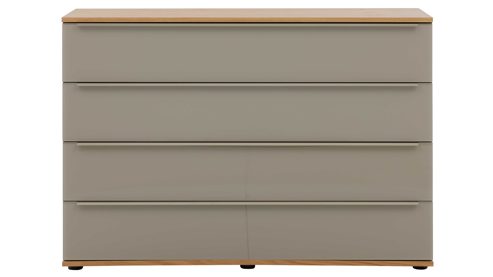 Schubladenkommode Interliving aus Holz in Holzfarben Interliving Schlafzimmer Serie 1210 – Schubladenkommode 540066 Taupe & Balkeneiche - fünf Schubladen, Breite ca. 120 cm