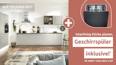 Einbauküche Interliving aus Holz in Grau Interliving Küche Serie 3053 mit AEG-Einbaugeräten Platingrau & Eiche Graphit Silber - zweizeilig