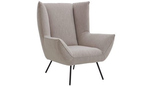 Polstersessel SOFAkultur aus Stoff in Beige SOFAkultur SK 717 - Lounge-Polstersessel sandfarbener Bezug Loop & schwarze Metallfüße 666