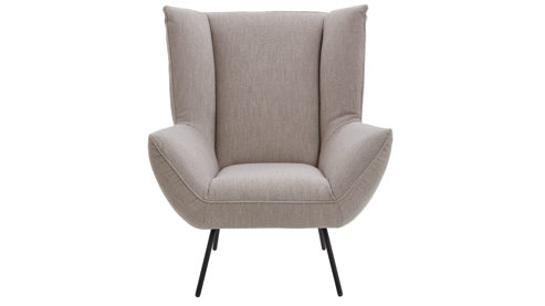 Polstersessel SOFAkultur aus Stoff in Beige SOFAkultur SK 717 - Lounge-Polstersessel sandfarbener Bezug Loop & schwarze Metallfüße 666