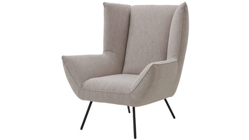 Polstersessel SOFAkultur aus Stoff in Beige SOFAkultur SK 717 - Lounge-Polstersessel sandfarbener Bezug Loop & schwarze Metallfüße 666